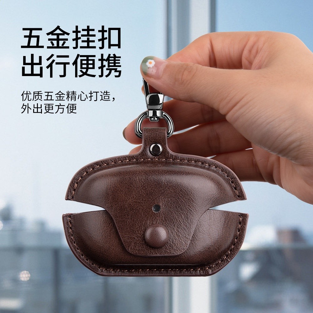 適用索尼Sony WF-1000XM 5/4耳機貼皮保護套防摔商務皮質耳機殼-細節圖3
