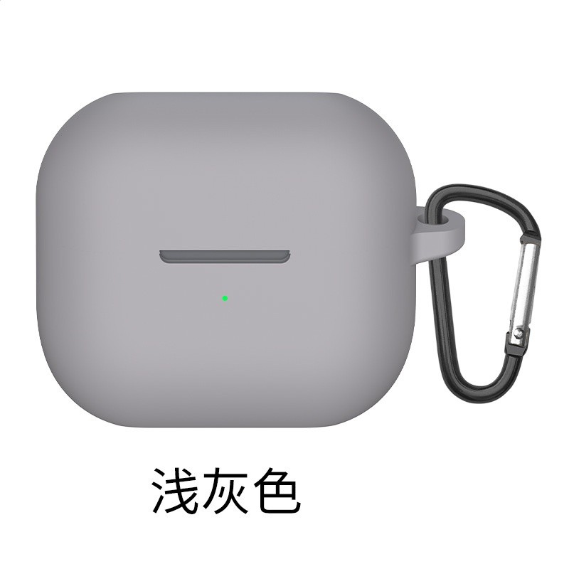 矽膠純色耳機殼【淺灰色】含登山扣