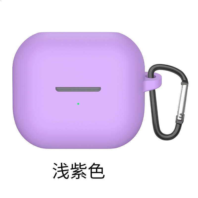 矽膠純色耳機殼【淺紫色】含登山扣