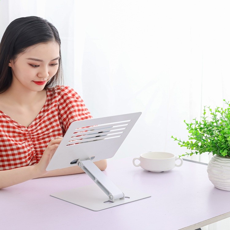 懸空可升降立式辦公桌面增高摺疊托架散熱架鋁合金平板電腦支架-細節圖3