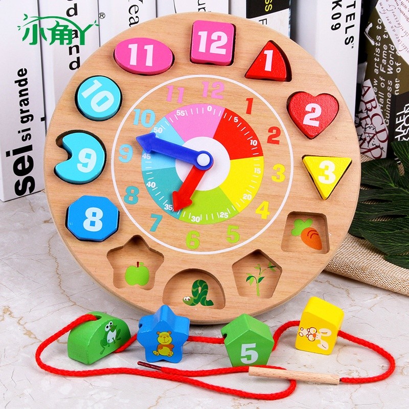 早教時鐘串珠益智玩具認知數字鬧鐘幼兒園大積木蒙氏時間鐘錶教具-規格圖5