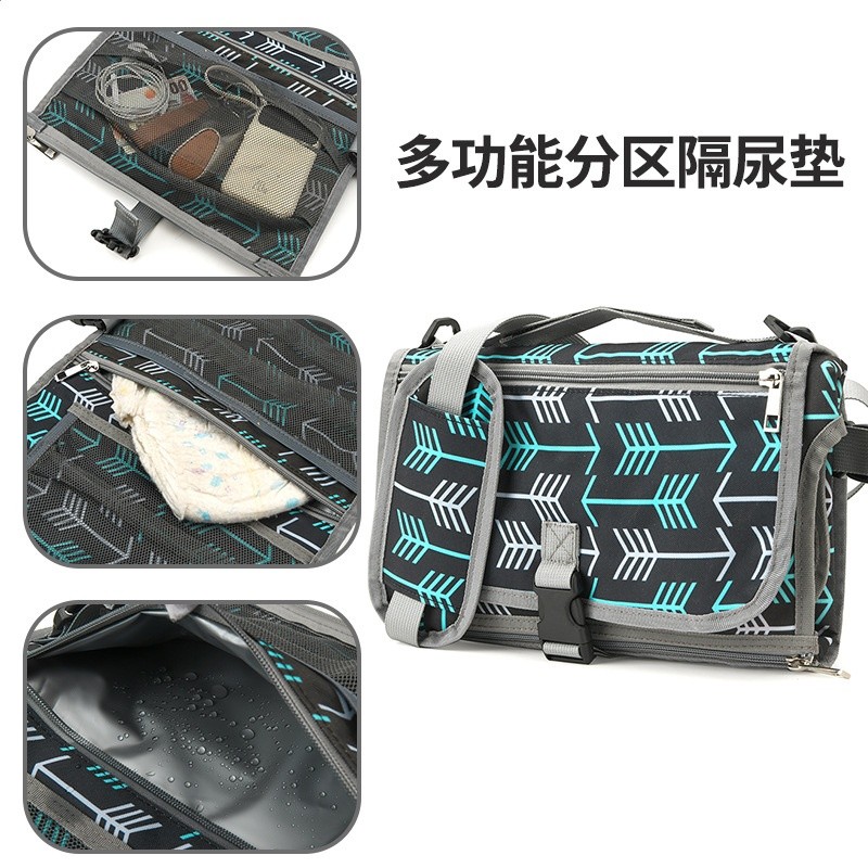 嬰兒隔尿墊便攜可摺疊嬰兒尿布墊戶外出行多功能牛津布寶寶尿布包-細節圖2