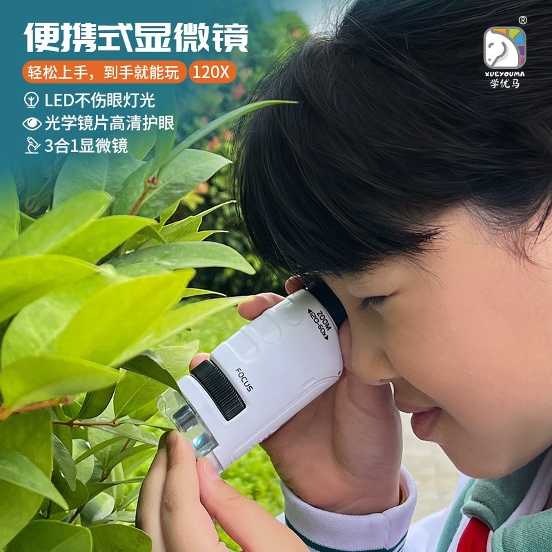 兒童行動式手持顯微鏡玩具光學器材中小學生戶外科學實驗培訓玩具-細節圖2