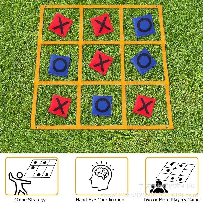 跨境巨型Tic TacToe 遊戲田字格綁帶行動式遊戲豆袋投鄭戶外草坪-細節圖3