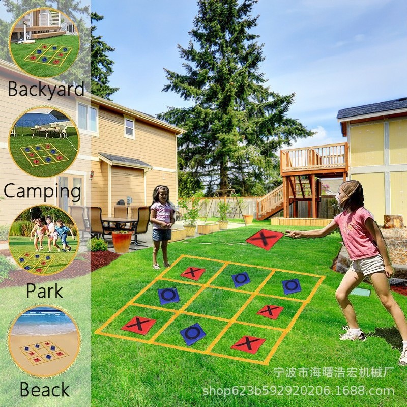 跨境巨型Tic TacToe 遊戲田字格綁帶行動式遊戲豆袋投鄭戶外草坪-細節圖4