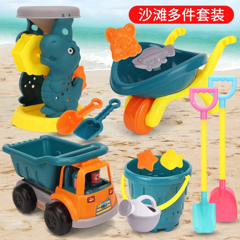 2026年新款15件套兒童恐龍沙灘玩具套裝寶寶戶外挖沙玩具車工具-細節圖3