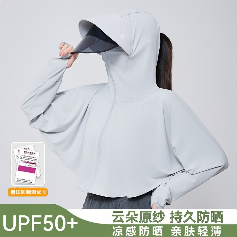 冰絲防曬衣女披肩2026新款夏季防紫外線薄款罩衫騎電車防曬遮陽帽-規格圖5