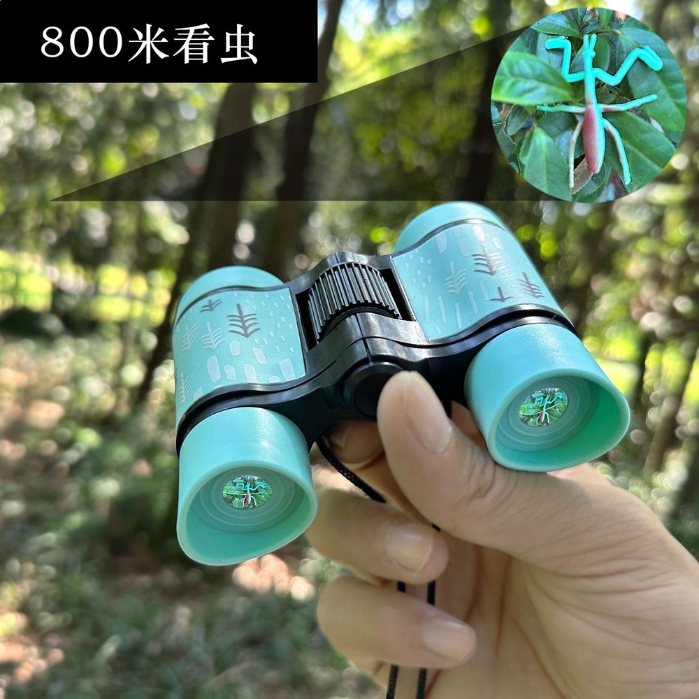 兒童戶外探索雙筒望遠鏡高倍高畫質迷彩卡通光學鏡片防滑望遠鏡玩具-細節圖2
