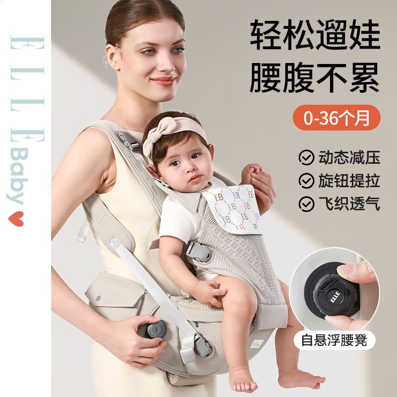 taoqibaby腰凳嬰兒揹帶二合一透氣座椅輕便四季多功能抱娃戶外-細節圖4