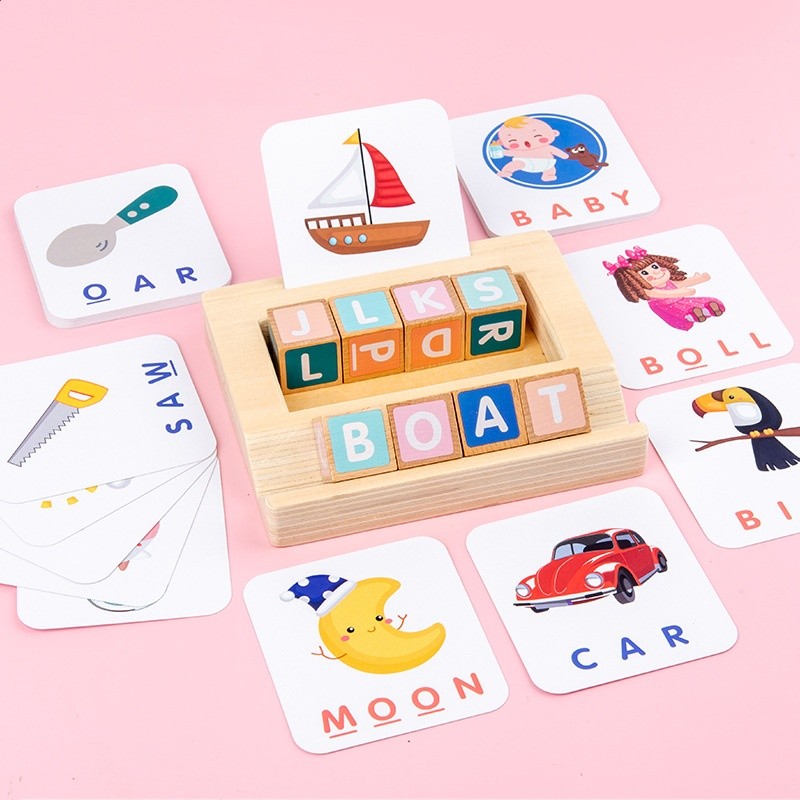 幼兒園早教學習英文字母拼單詞遊戲兒童益智積木玩具英語練習卡片-細節圖2