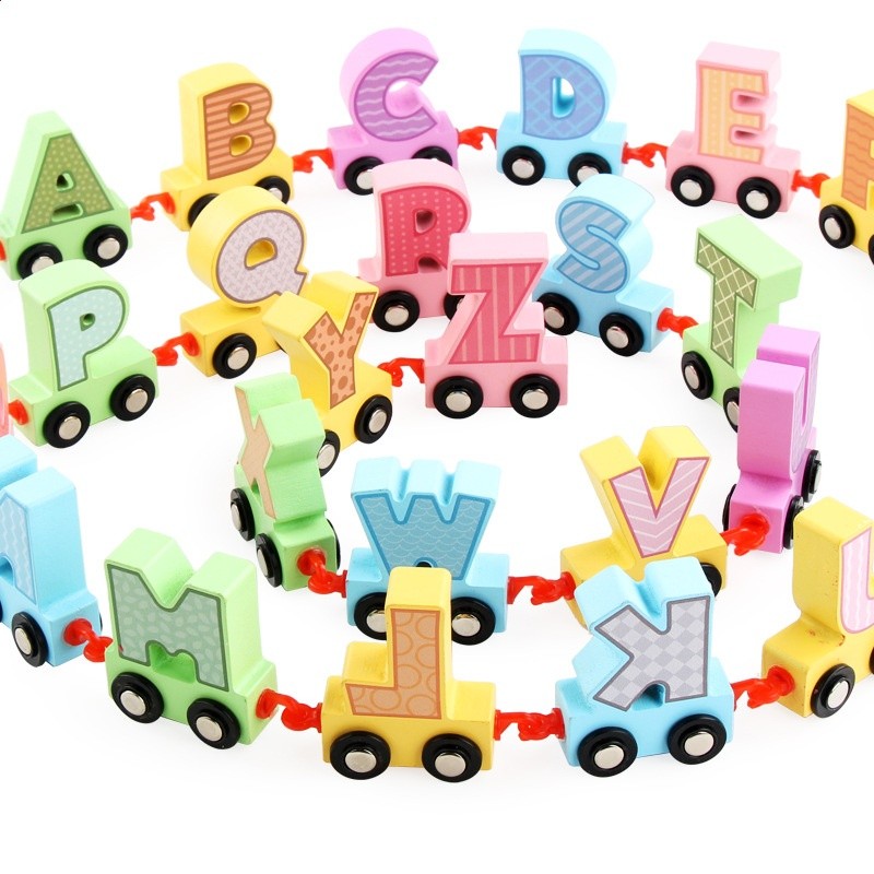 幼兒童卡通字母掛鉤火車積木寶寶色彩形狀認知想象力早教木質玩具-細節圖4