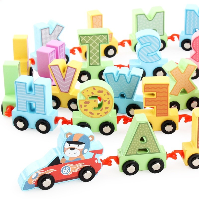 幼兒童卡通字母掛鉤火車積木寶寶色彩形狀認知想象力早教木質玩具-細節圖5
