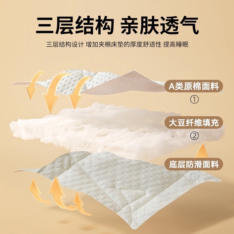 純大豆纖維可摺疊床墊遮蓋物學生軟墊薄款墊被褥子可拆卸保護墊-細節圖2