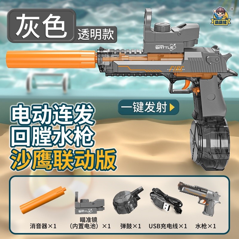 包郵格洛克水槍電動連發沙漠之鷹M416全自動吸水玩具槍夏季戶外-規格圖5