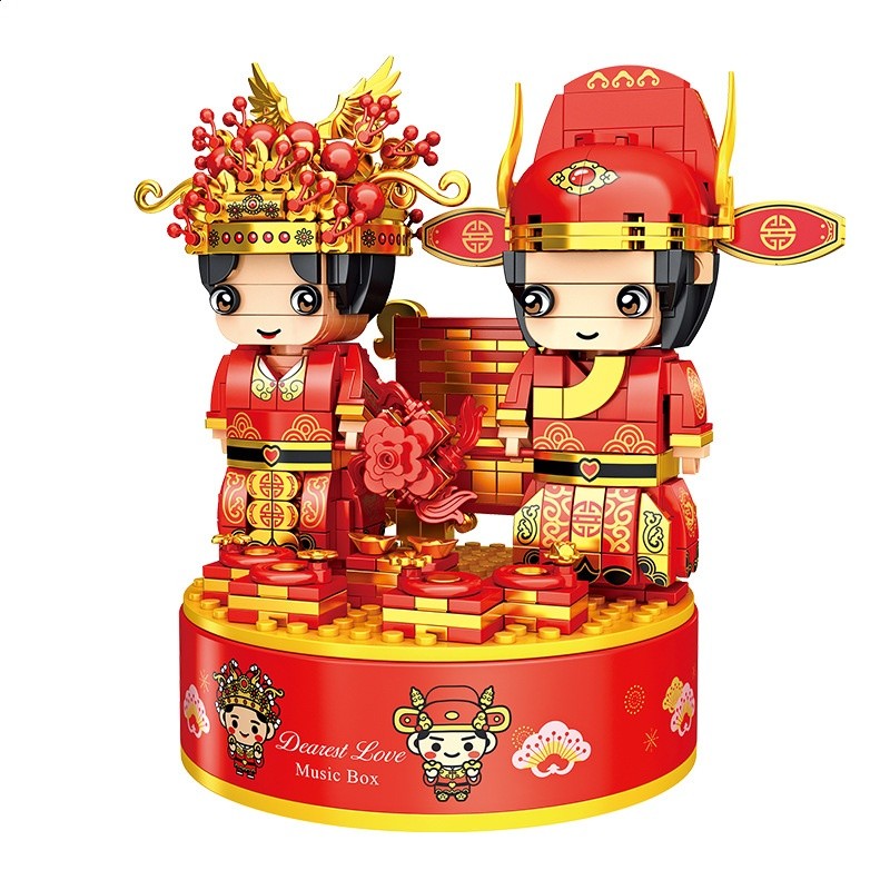 潘洛斯城堡旋轉木馬拼裝積木玩具燈光八音盒656007版小顆粒益智-規格圖5
