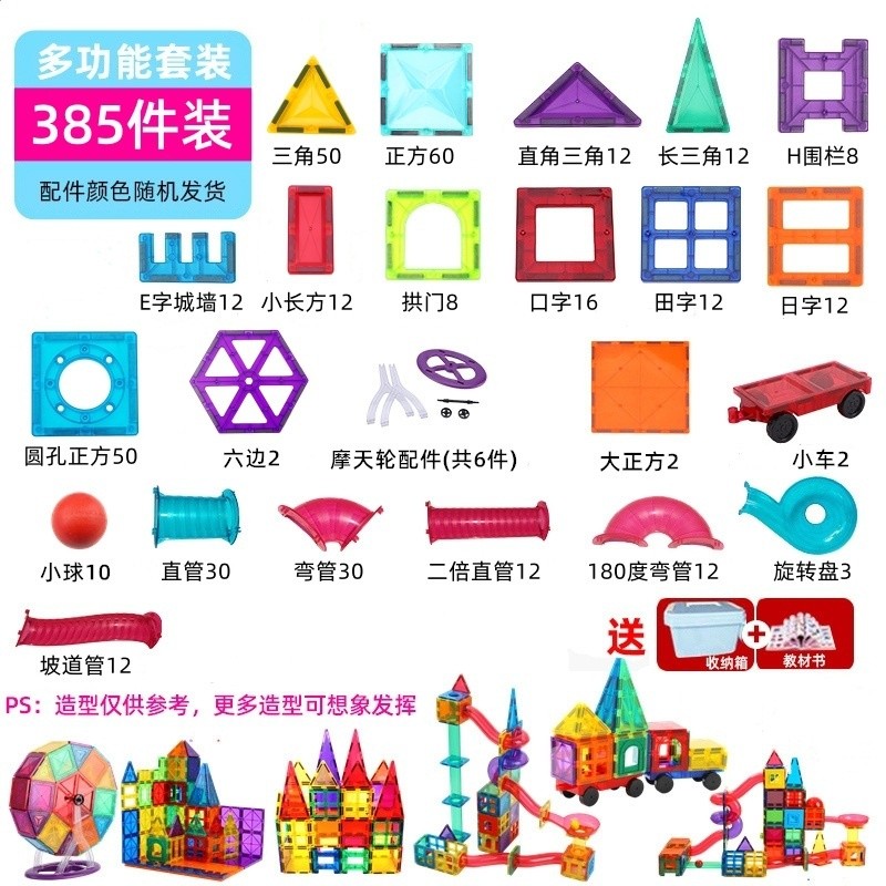 跨境亞馬遜磁力片兒童益智玩具強磁大號鑽面彩窗積木拼裝一件代發-規格圖5
