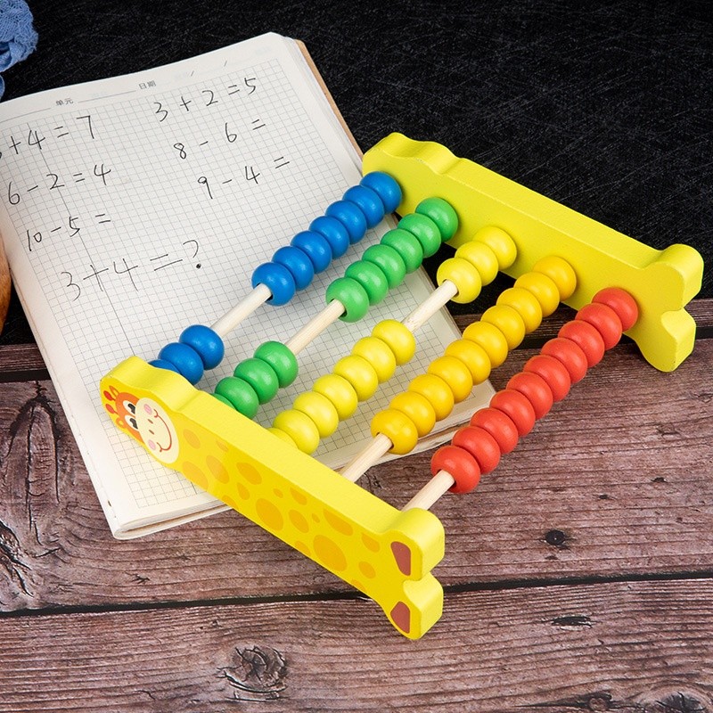 幼兒童木製卡通動物五檔珠算架早教啟蒙益智教玩具小學生學習用具-細節圖2