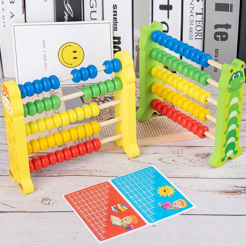 幼兒童木製卡通動物五檔珠算架早教啟蒙益智教玩具小學生學習用具-細節圖4