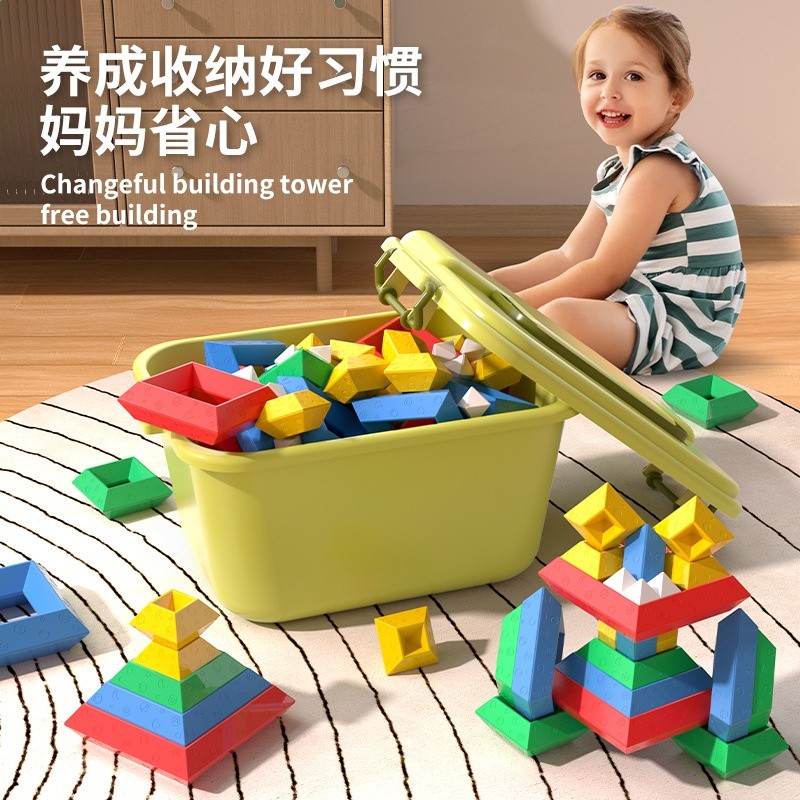 魯班塔兒童益智魔塔金字塔早教百變創意拼裝幼兒DIY玩具跨境手工-細節圖2
