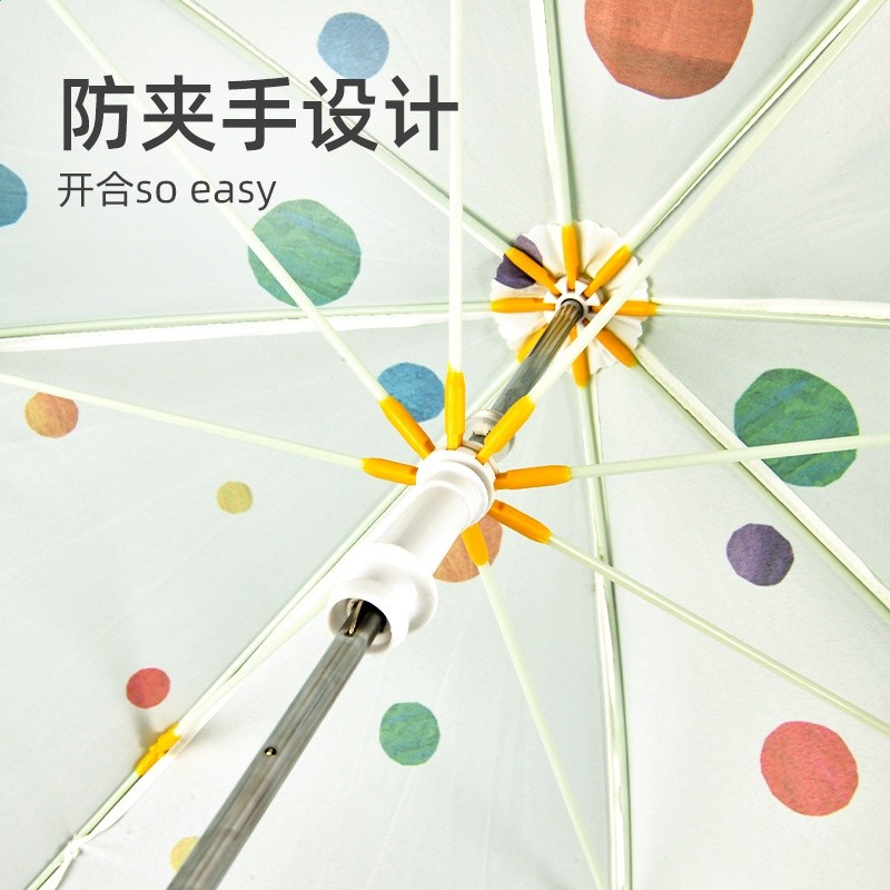 mideer彌鹿兒童戶外雨具幼兒園雨天長柄雨傘好餓毛毛蟲遮陽傘-細節圖2