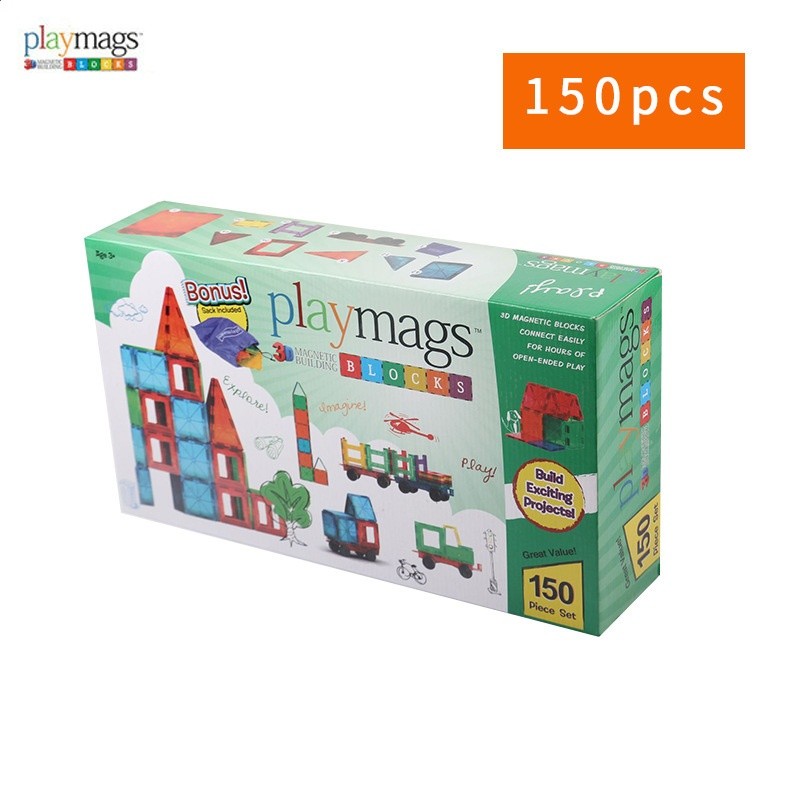 老款150片磁力彩窗Playmags兒童益智磁性積木玩具透光3D構建-細節圖5