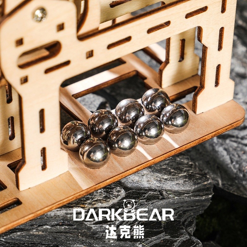 達克熊斗轉星梯木質自制軌道滾珠3d立體拼圖模型手工機械拼裝益智-細節圖4