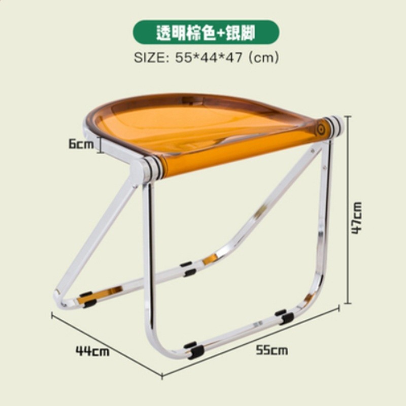簡約餐椅家用透明中古傢俱摺疊凳ins chair亞克力凳子塑膠水晶椅-規格圖5