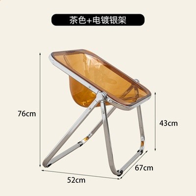 簡約餐椅家用透明中古傢俱摺疊凳ins chair亞克力凳子塑膠水晶椅-規格圖5
