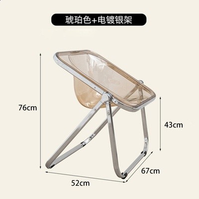 簡約餐椅家用透明中古傢俱摺疊凳ins chair亞克力凳子塑膠水晶椅-規格圖5