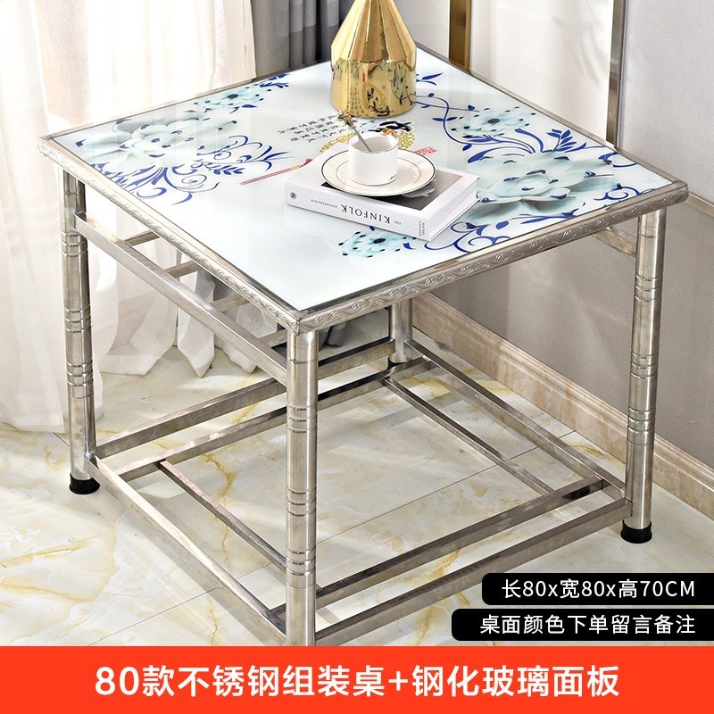 烤火桌子新款家用正方形不鏽鋼多功能取暖桌可摺疊烤火架簡易餐桌-規格圖5