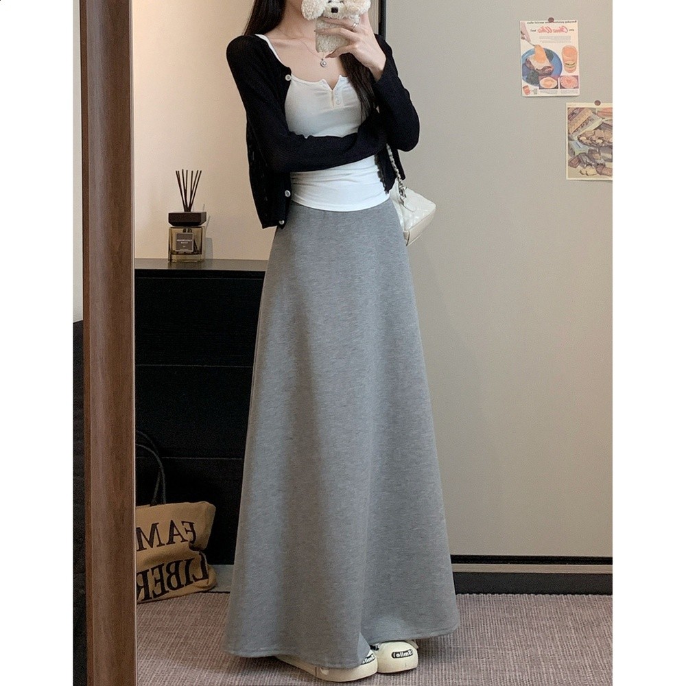 大碼胖mm2026秋季新款休閒百搭純色半身裙女簡約A字寬鬆顯瘦裙子-規格圖5
