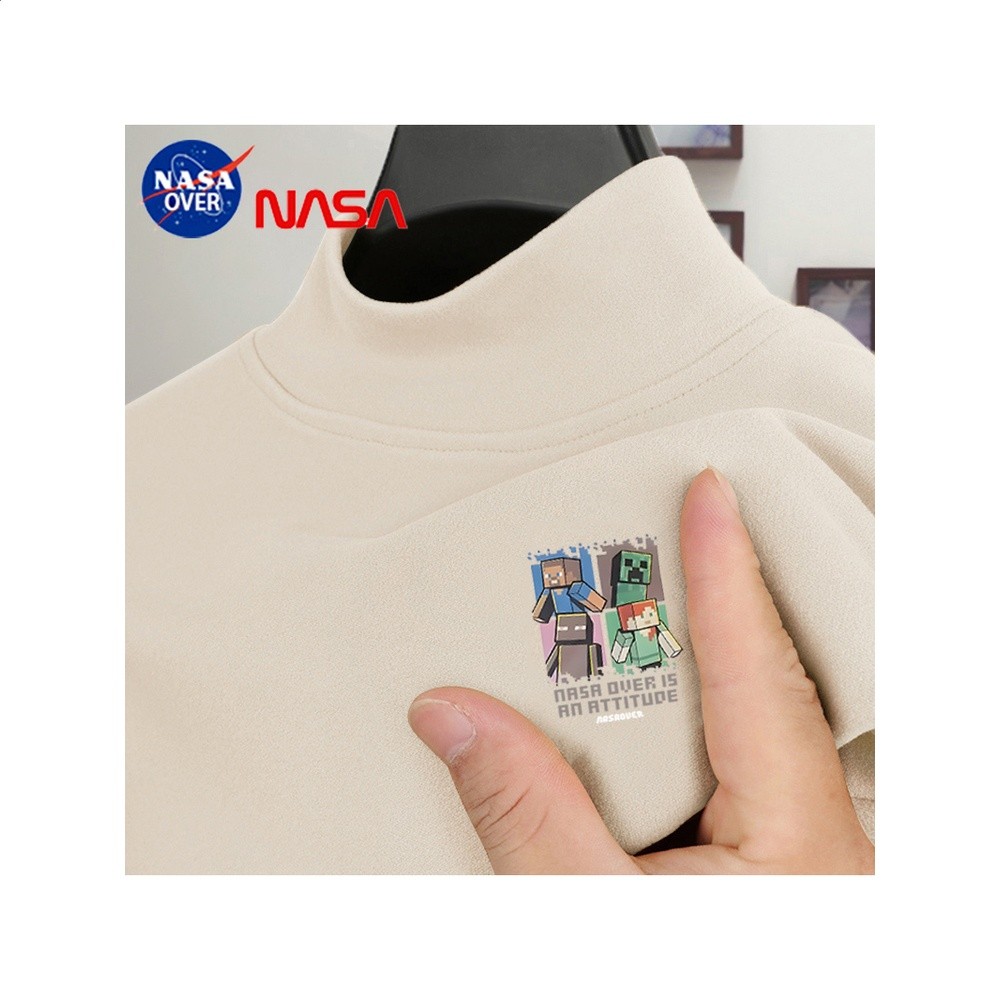 NASAOVER男童新款我的世界保暖打底衣秋冬季半高領德絨百搭長袖-細節圖2