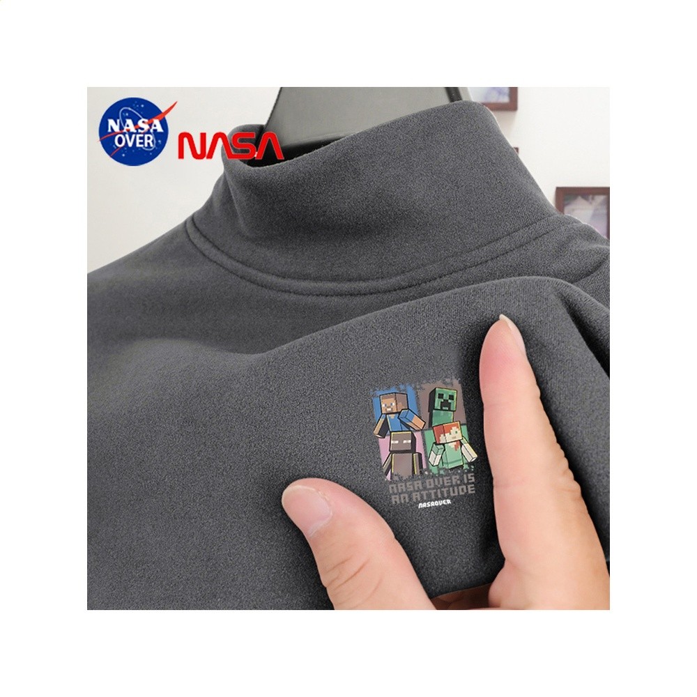 NASAOVER男童新款我的世界保暖打底衣秋冬季半高領德絨百搭長袖-細節圖3