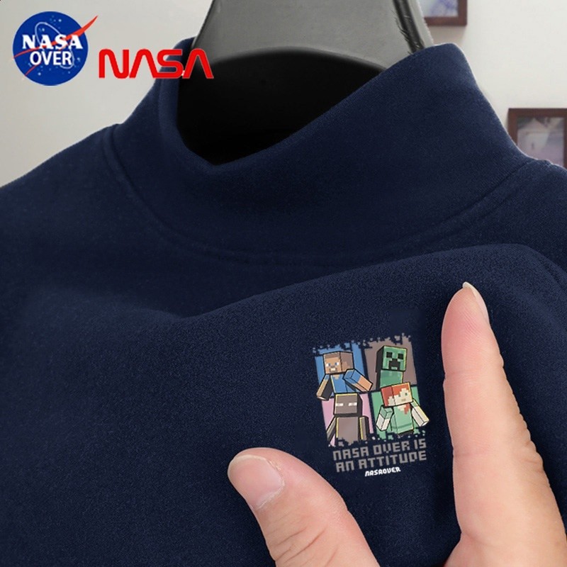 NASAOVER男童新款我的世界保暖打底衣秋冬季半高領德絨百搭長袖-規格圖5