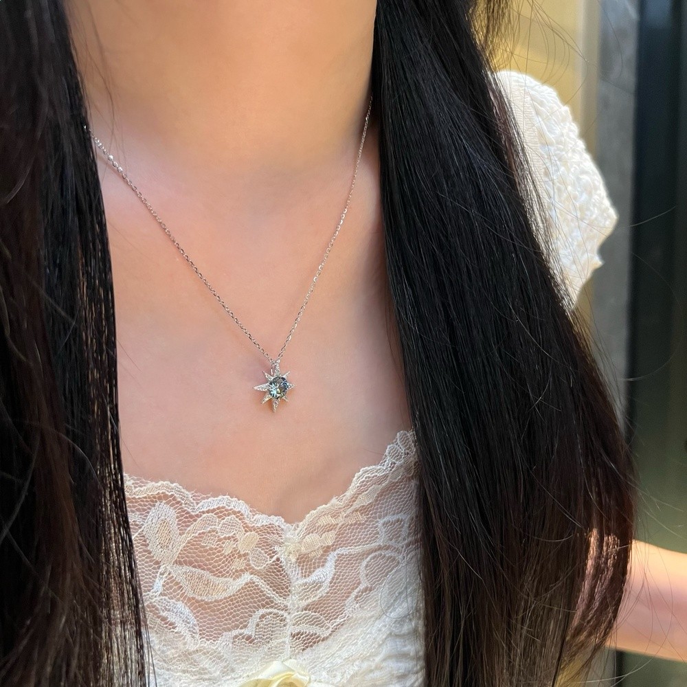 八芒星s925純銀項鍊莫桑鑽女高階輕奢生日禮物小眾百搭不掉色新款-細節圖3