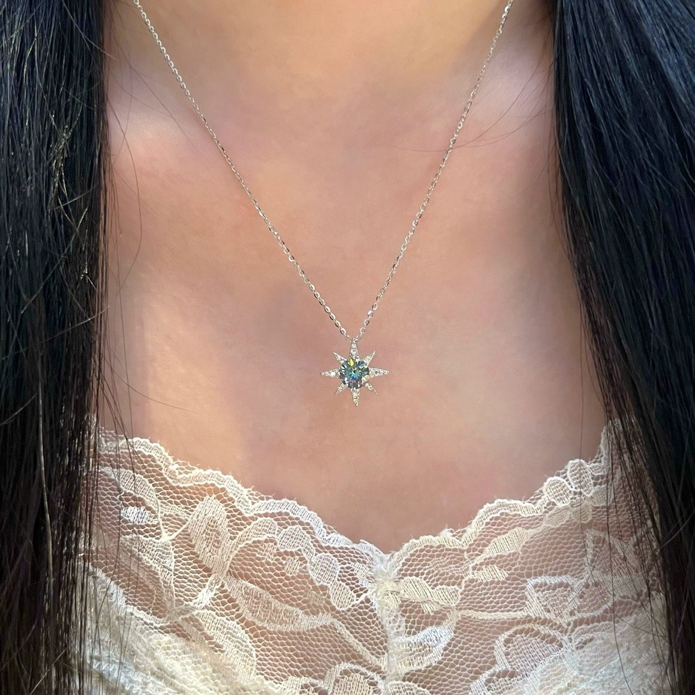 八芒星s925純銀項鍊莫桑鑽女高階輕奢生日禮物小眾百搭不掉色新款-規格圖5