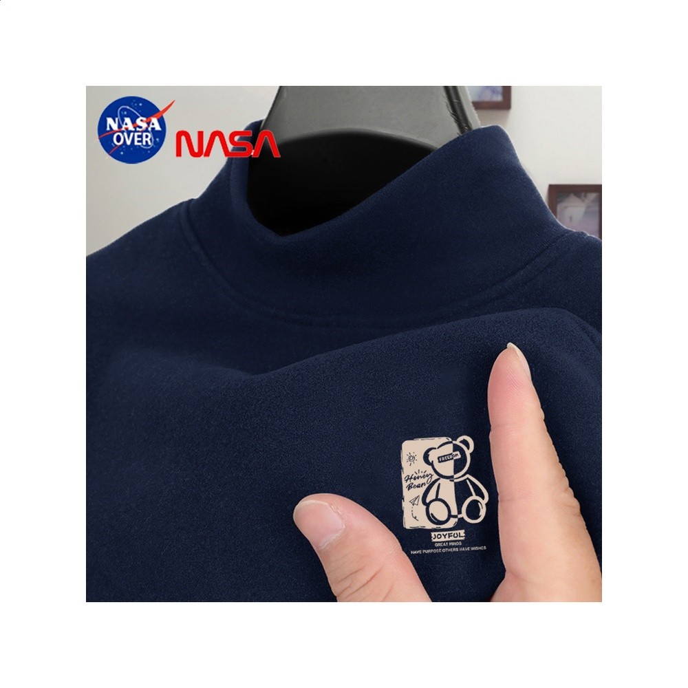 NASAOVER哈尼熊男童新款保暖半高領打底衣秋冬季德絨男孩長袖T恤-細節圖2
