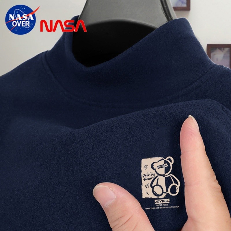 NASAOVER哈尼熊男童新款保暖半高領打底衣秋冬季德絨男孩長袖T恤-規格圖5