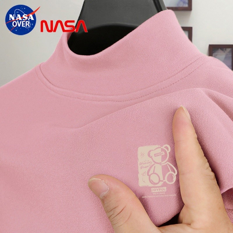 NASAOVER哈尼熊男童新款保暖半高領打底衣秋冬季德絨男孩長袖T恤-規格圖5