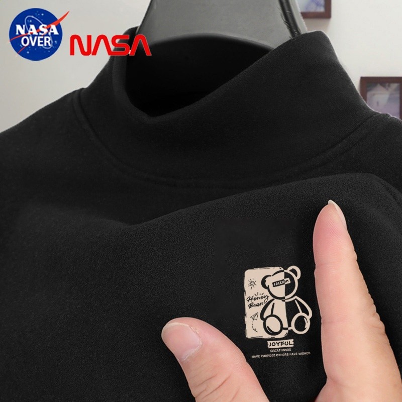 NASAOVER哈尼熊男童新款保暖半高領打底衣秋冬季德絨男孩長袖T恤-規格圖5