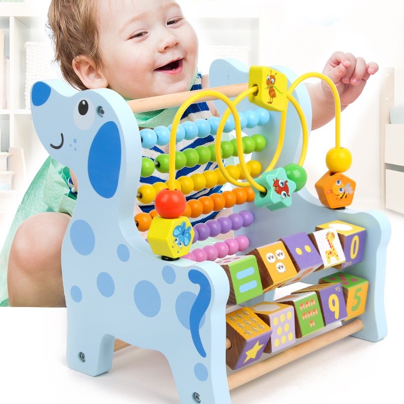 兒童益智早教多功能小鹿繞珠積木計算架幼兒寶寶串珠認知算珠玩具-細節圖3