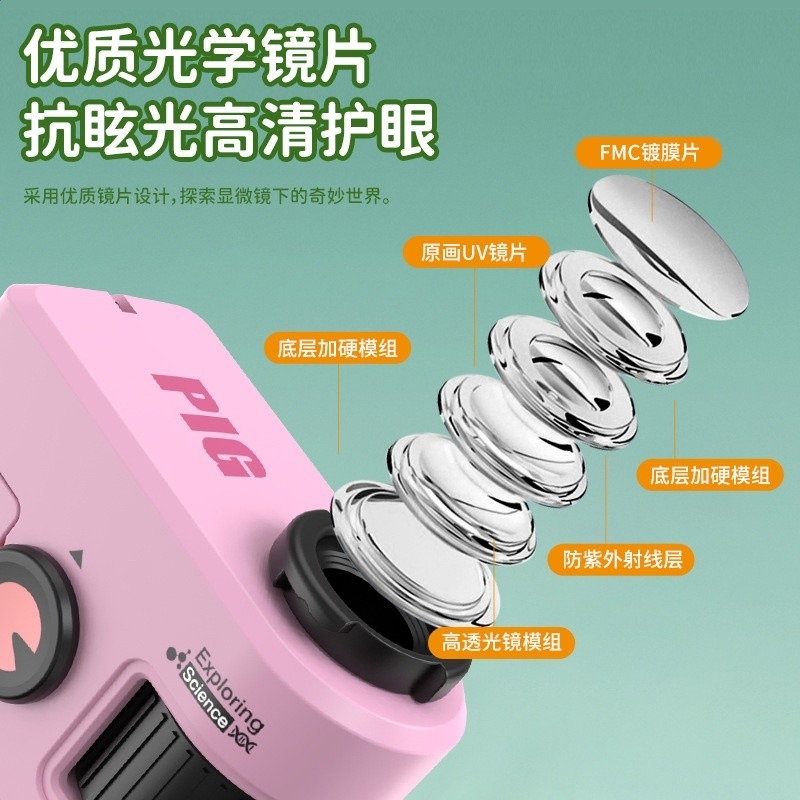 卡通迷你便攜顯微鏡戶外LED紫光燈科學實驗玩具中小學生顯微鏡-細節圖4