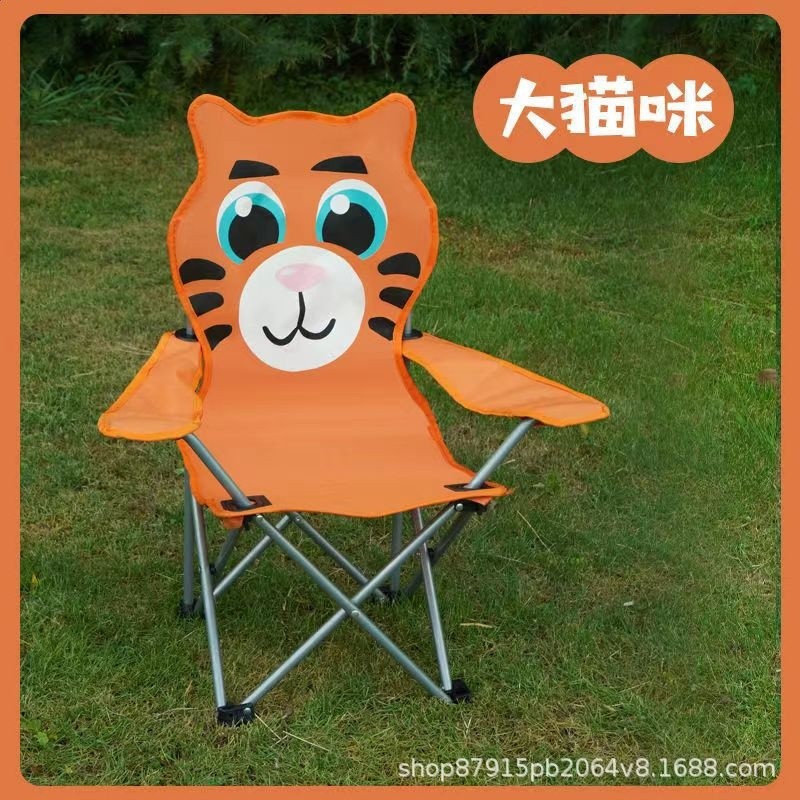 戶外便攜小摺疊椅露營動物卡通沙灘椅防夾手帶安全鎖釦兒童扶手椅-細節圖3