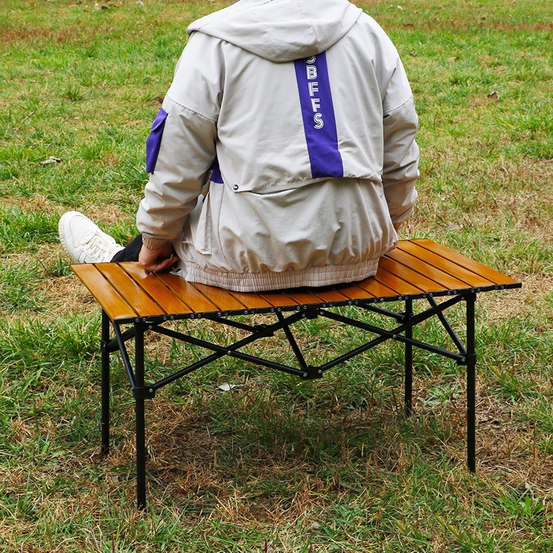 戶外摺疊桌子行動式露營桌椅碳鋼蛋卷桌野餐燒烤車載自駕遊桌子-細節圖4