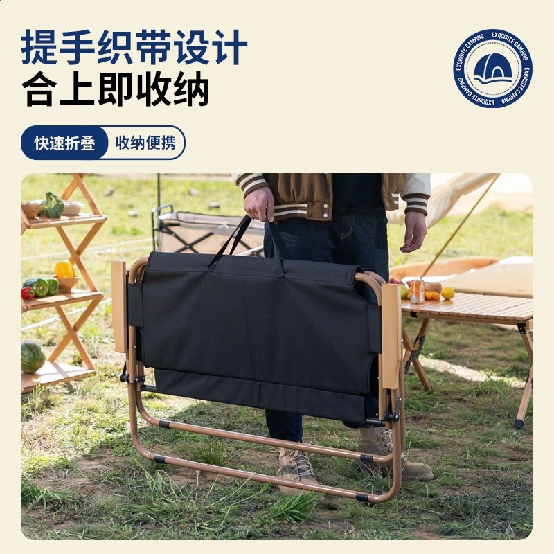 鋁合金雙人摺疊椅行動式休閒椅靠背椅扶手椅戶外露營休閒沙灘椅子-細節圖4