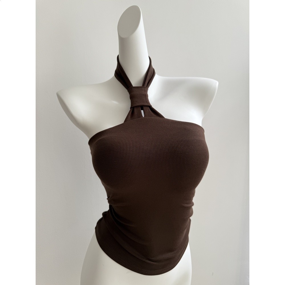 單搭王！帶胸墊漫畫胸雙層設計掛脖露背性感背心上衣女內搭打底衣-規格圖5