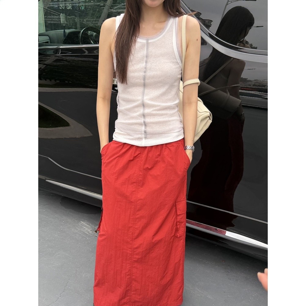 waitmore2026夏季新款韓系網紗兩件套背心女疊穿設計感吊帶上衣-細節圖4