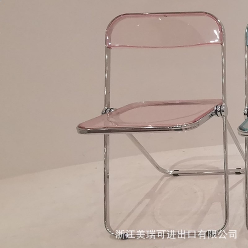 北歐設計師透明摺疊椅家用靠背餐椅網紅現代簡約金屬亞克力幽靈椅-規格圖5