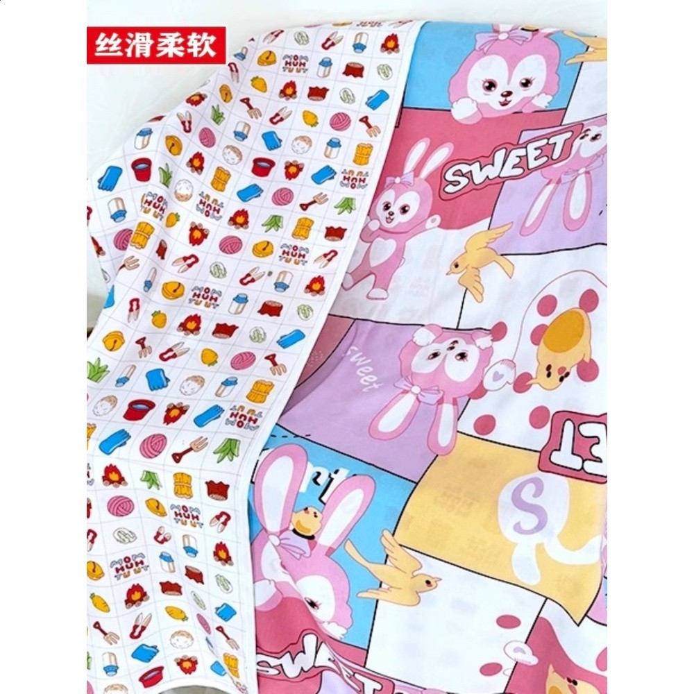 棉綢夏涼被兒童夏季薄款人造棉寶寶蓋毯幼兒園午睡毯嬰兒雙層被單-細節圖4