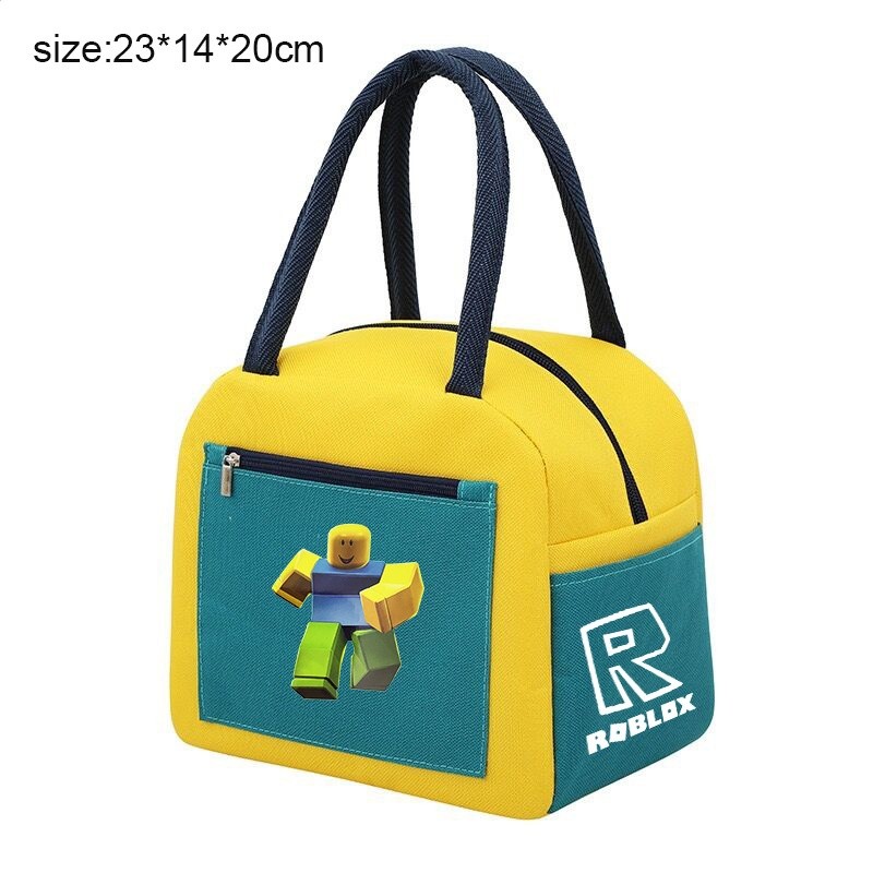 2025新款ROBLOX餐包保溫袋拼色款大容量虛擬世界便當包簡約冰袋-細節圖3